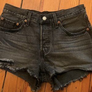 Levi's 501 Black High Waisted Denim Shorts 27W